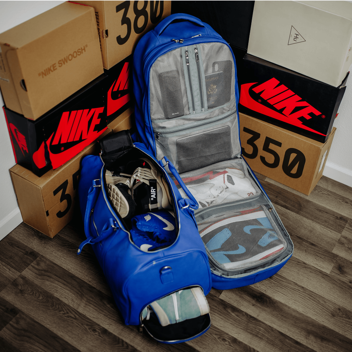 Royal Blue Leather Duffle Bag - Korvel