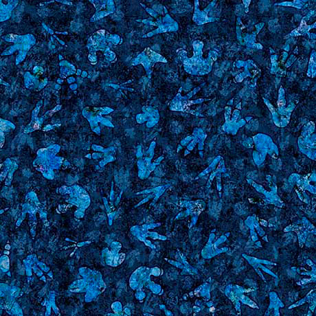 Royal Blue Dino Tracks Cotton Fabric - 44"/45" Per Yard