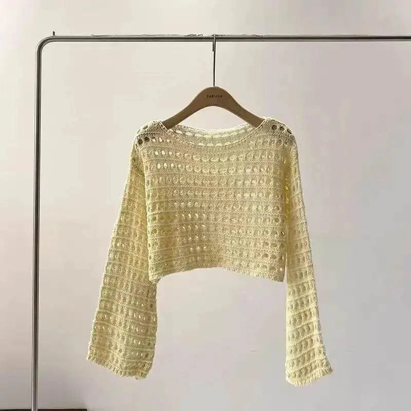Boho Crochet Knit Crop Top for Summer Beach
