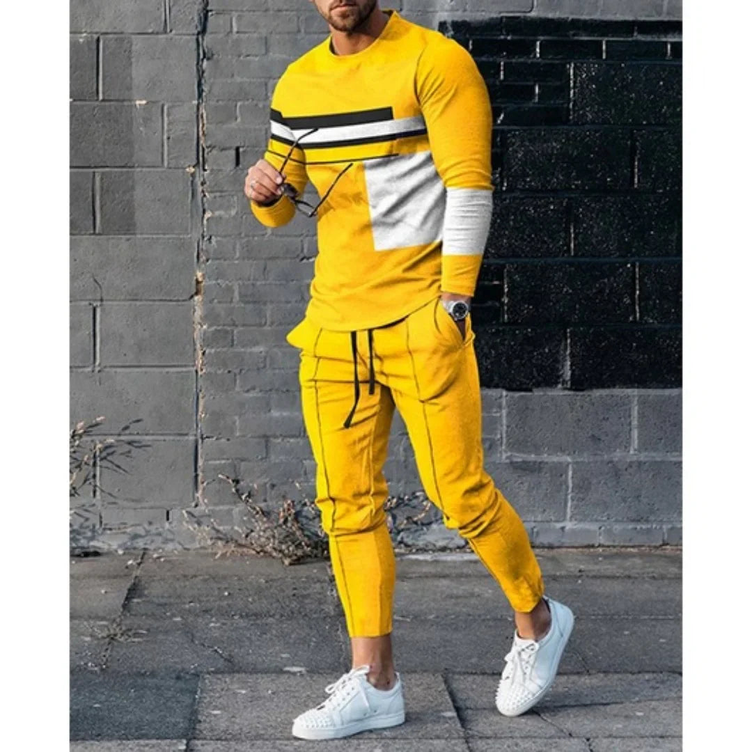 Men's Long Sleeved T-Shirt and Trousers Tracksuit Set