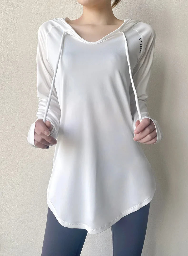 Camiseta con capucha para yoga y running AirFlow para mujer
