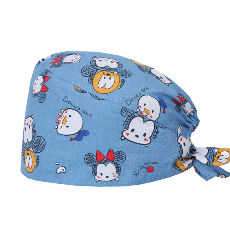 Gorros Quirúrgicos con Estampado de Osito para Cabello Largo