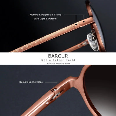 Vintage-Inspired Round Polarized Sunglasses for Women – Stylish Aluminum Magnesium Frame with UV400 Protection – Perfect for Travel, Busines - Korvel