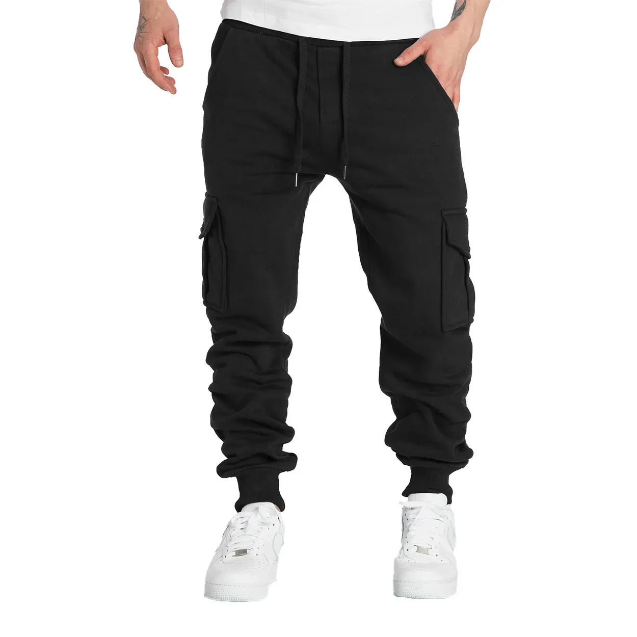 Pantalons de survêtement droits pour hommes avec cordon de serrage et poches