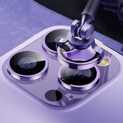 Premium 9H Tempered Glass Camera Lens Protector with Metal Ring for iPhone 14 & 13 Series - Korvel