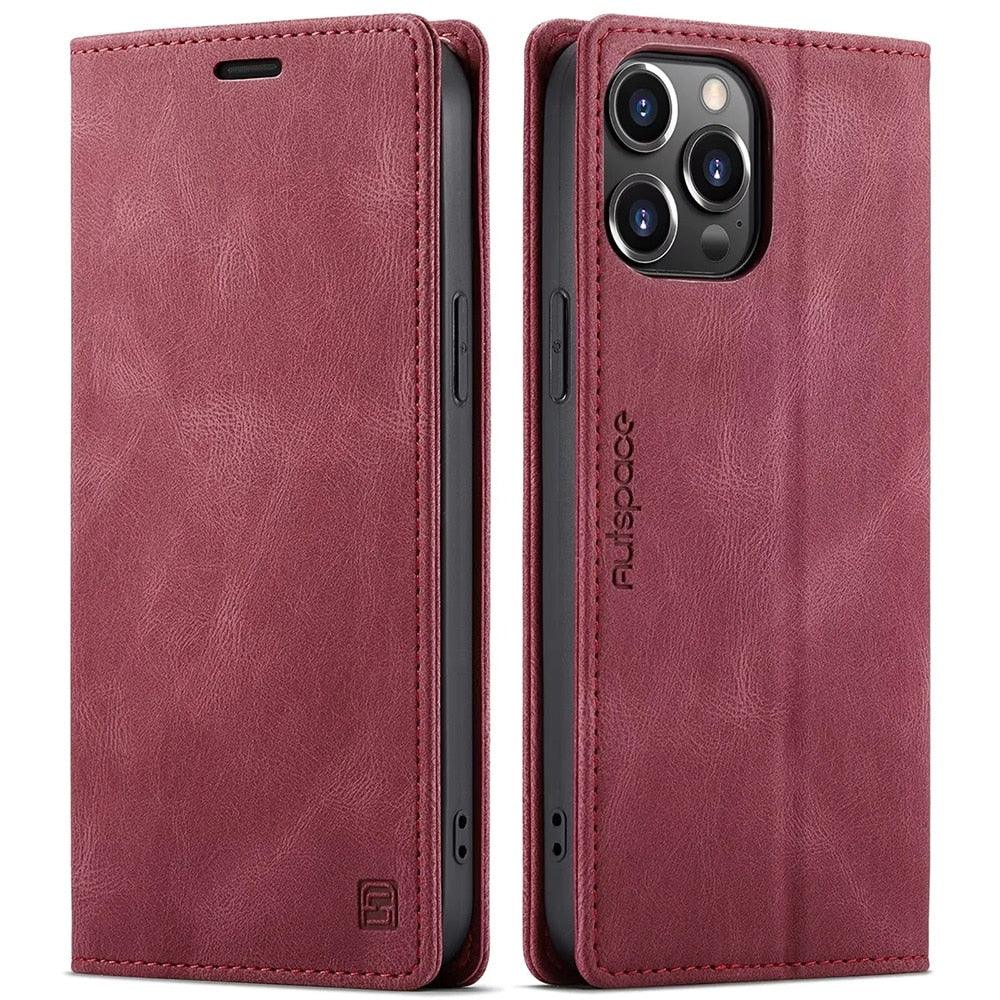 Premium Vintage Wallet Case for iPhone - Leather Flip Cover