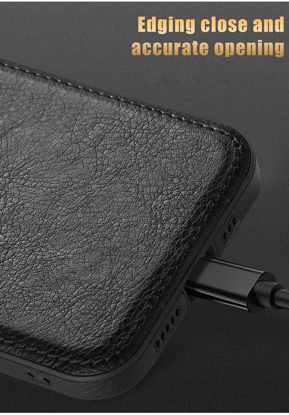 Coque de téléphone en cuir PU de luxe pour modèles d'iPhone