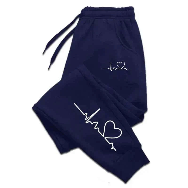 Pantalones de chándal para mujer con estampado de corazones