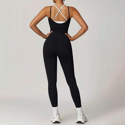 Sporty Black Backless Jumpsuit for Women