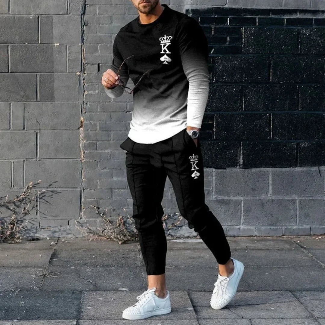 Conjunto de Chándal de Camiseta de Manga Larga y Pantalones para Hombre