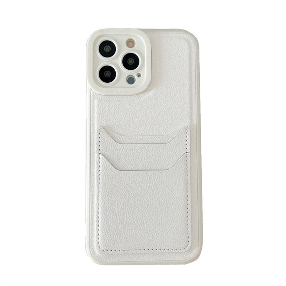 Funda de Cartera de Silicona Cuadrada de Cuero de Lujo para iPhone