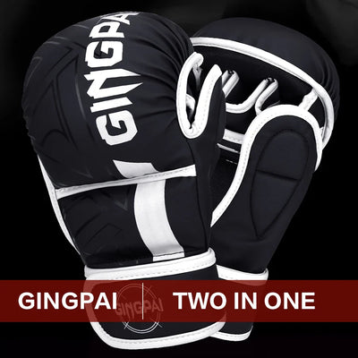 Gants d'entraînement de boxe MMA à demi-doigts premium