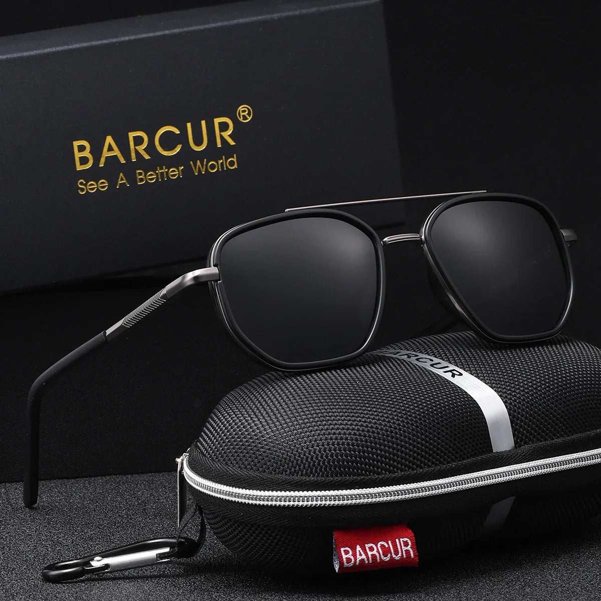 Gafas de sol poligonales para hombres BARCUR – Protección polarizada UV400