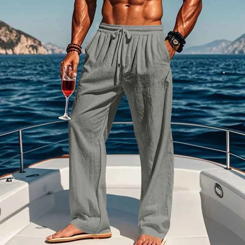Pantalones de yoga de lino para hombre en 16 colores para primavera/verano