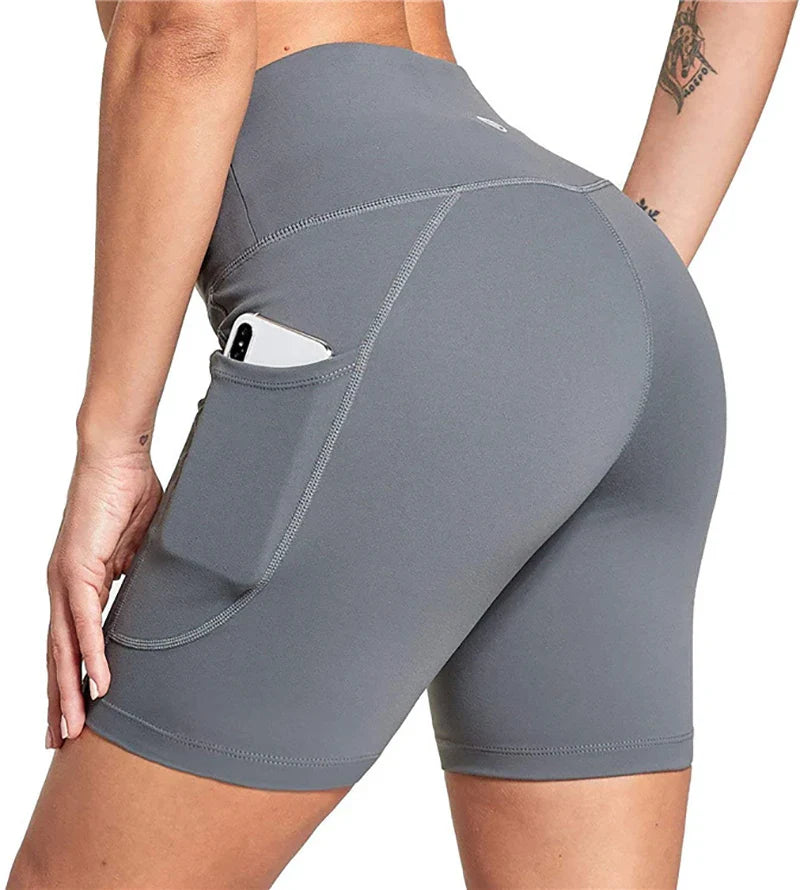 Shorts de yoga taille haute longueur genou pour femmes