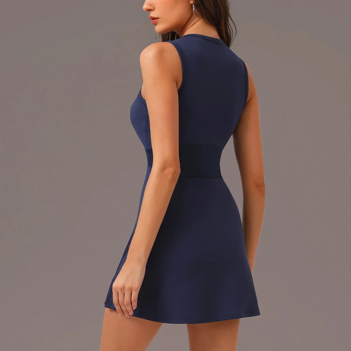 Vestido de Tenis Activo con Cremallera y Pantalones Cortos Integrados