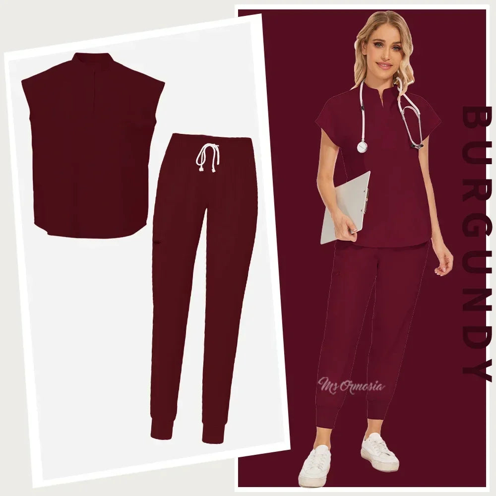 Women's Elastic Scrub Set for Medical Professionals