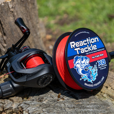 Reaction Tackle X8 Braided Fishing Line - Fade-Resistant Red