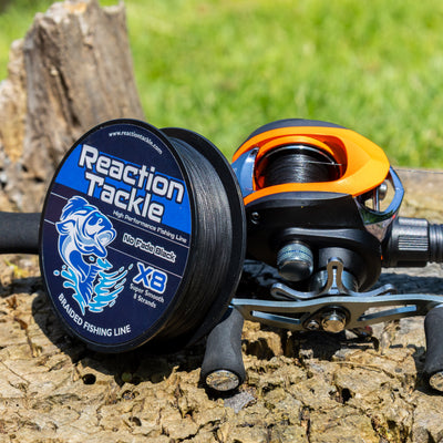 Reaction Tackle X8 Braided Fishing Line - Fade-Resistant Black