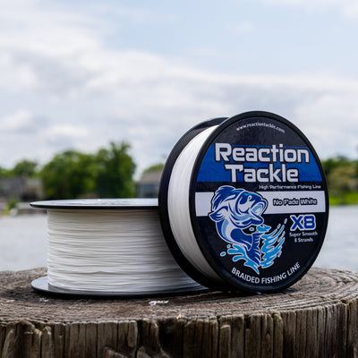 Reaction Tackle X8 Braided Fishing Line - NO FADE White 8 Strand - NEW