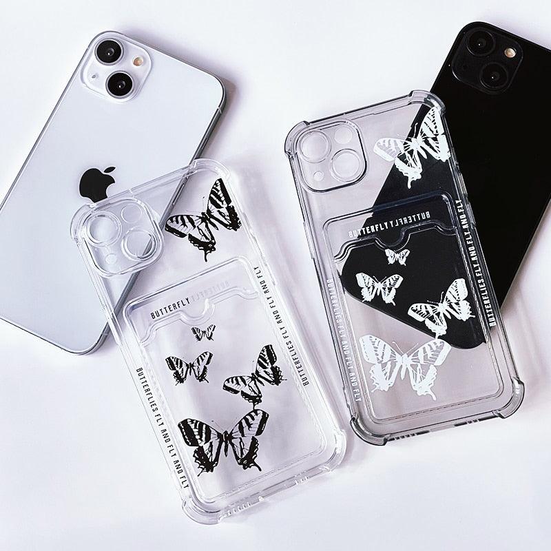 Transparent Butterfly Pattern Case for iPhone 14 Plus & More