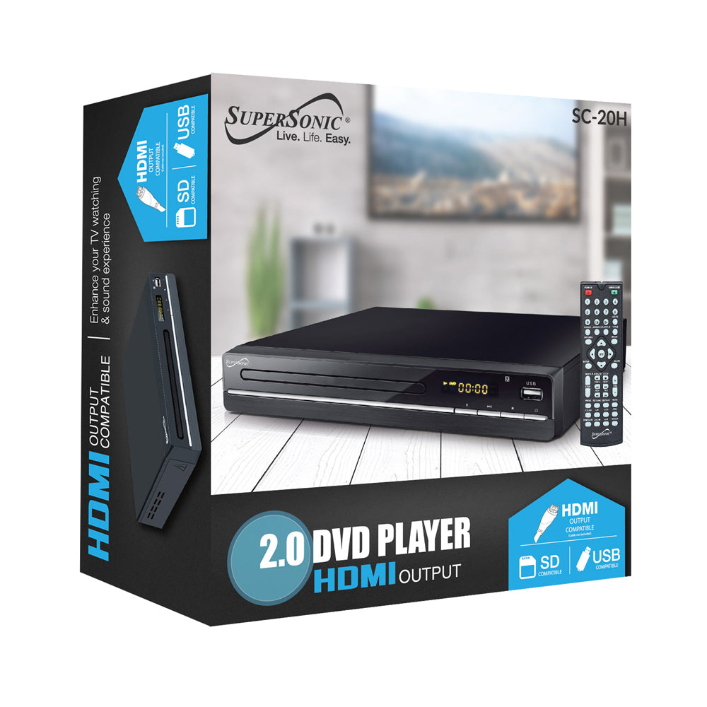Supersonic 2.0 Channel DVD Player with HDMI Output - Korvel