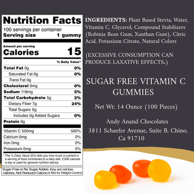 Andy Anand Sugar Free Vitamin C Gummies - 100 Count