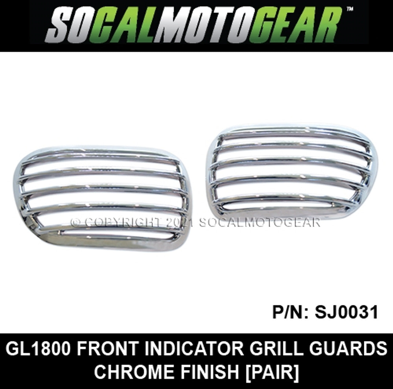 Premium Chrome Front Turn Signal Grill Guards for GL1800/F6B (2001-Present) - Pair - Korvel