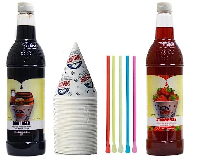 Kit de Nieve - Paquete de Botellas de Jarabe, Pajitas y Vasos