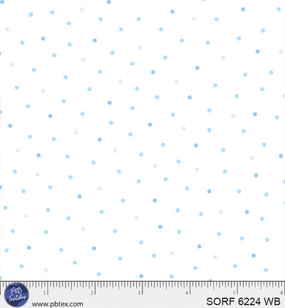 Sorbet Flannel White with Blue Tonal Dots Cotton Fabric