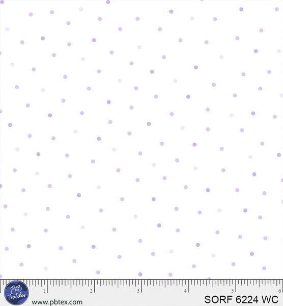 Sorbet Flannel Cotton Fabric with Purple Dots - 44"/45" per Yard