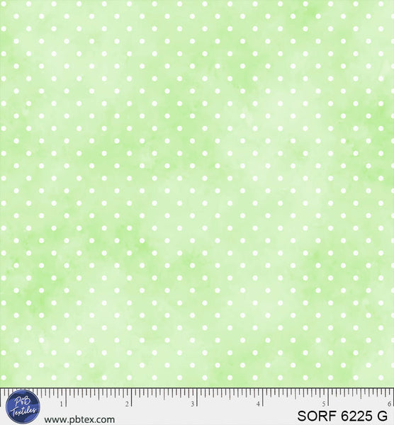 Sorbet Flannel Green Pin Dot Cotton Fabric - 44" / 45" per Yard