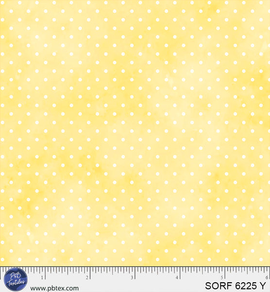 Tissu en coton flanelle jaune à pois - 44" / 45" par yard