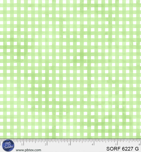 Tissu en coton flanelle Sorbet à carreaux verts - 44" / 45" par yard