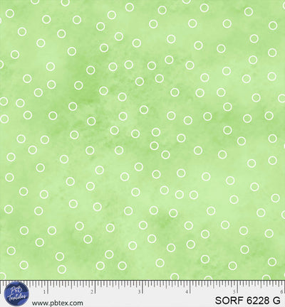 Sorbet Flannel Green Open Dot Cotton Fabric - 44" / 45" per Yard