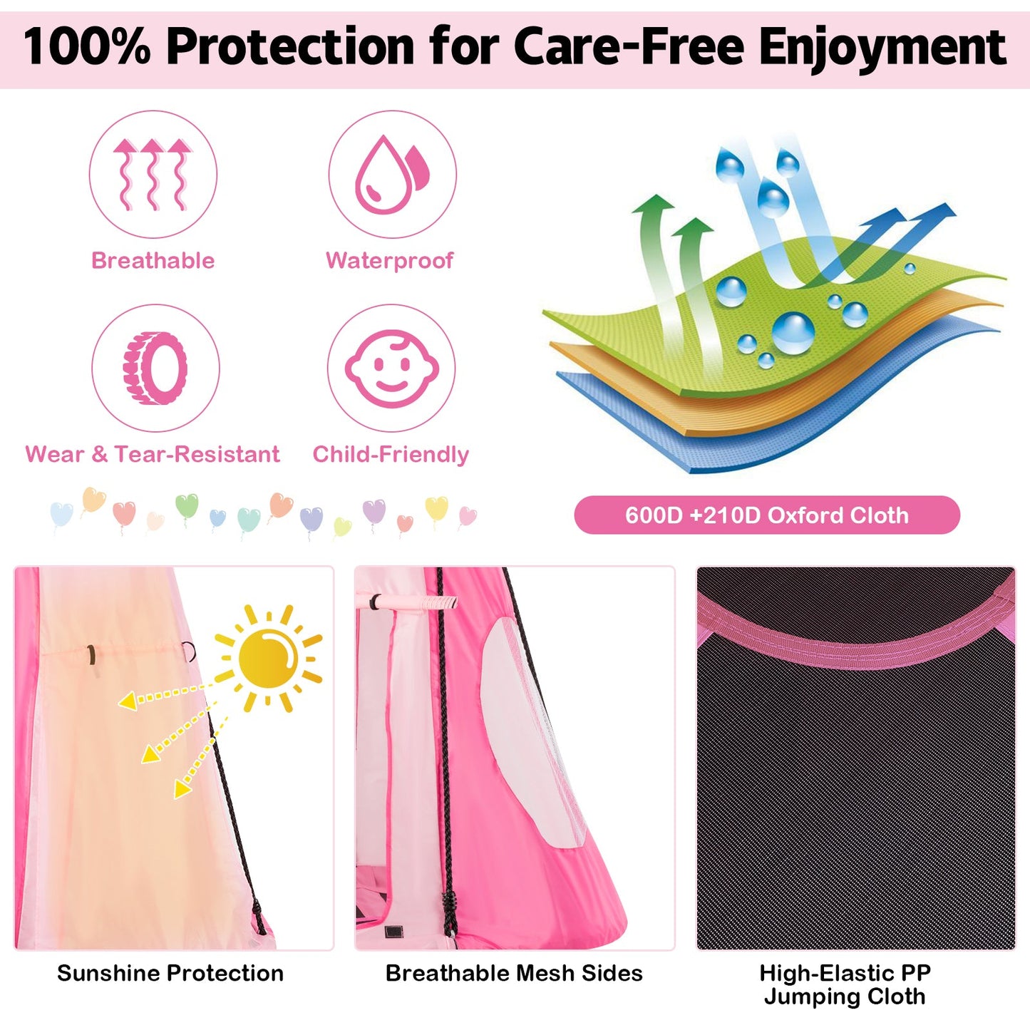 Ensemble de tente de balançoire suspendue 2-en-1 pour enfants - Rose