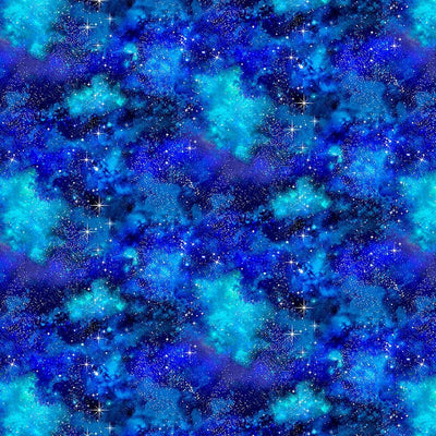Blue Starry Galaxy Cotton Fabric - 44"/45" Per Yard