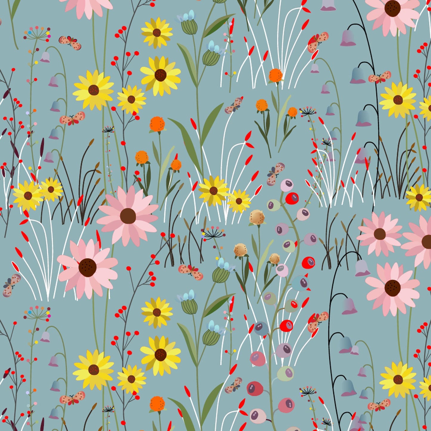 Tela de algodón Powder Blue Over The Hill View - 43"/44" por yarda
