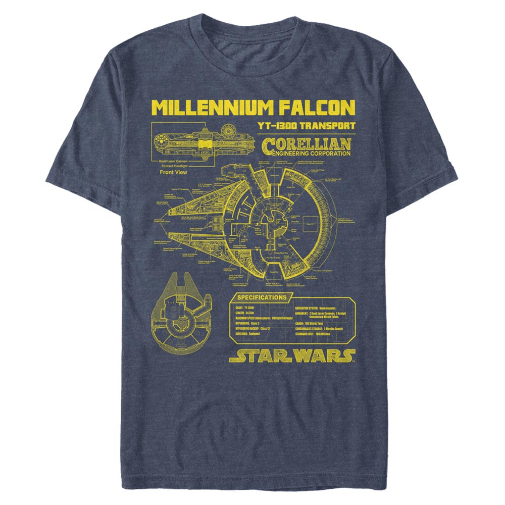 T-shirt Schematic Falcon Star Wars pour hommes