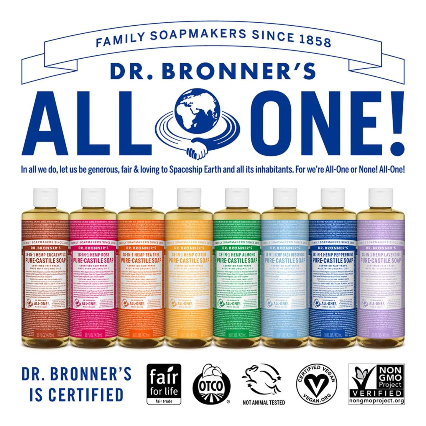 Jabón Líquido Pure-Castile de Dr. Bronner - Bebé Sin Fragancia, 16 Onzas
