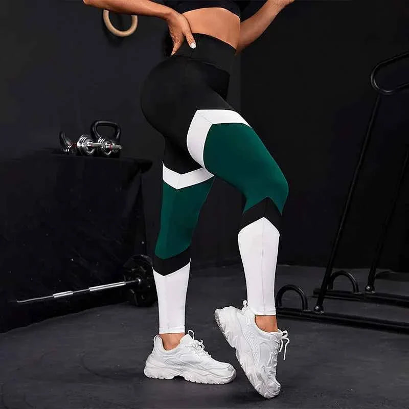 Pantalones de Yoga de Cintura Alta a Rayas para Mujeres