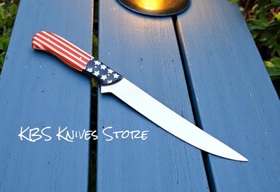 Patriotic Salmon Fillet Knife with Flexible Blade & Epoxy Handle - Korvel