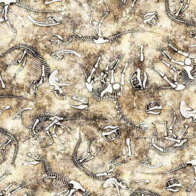 Tela de Algodón Huesos de Dinosaurio del Reino Salvaje de Arena - 44"/45" por Yarda