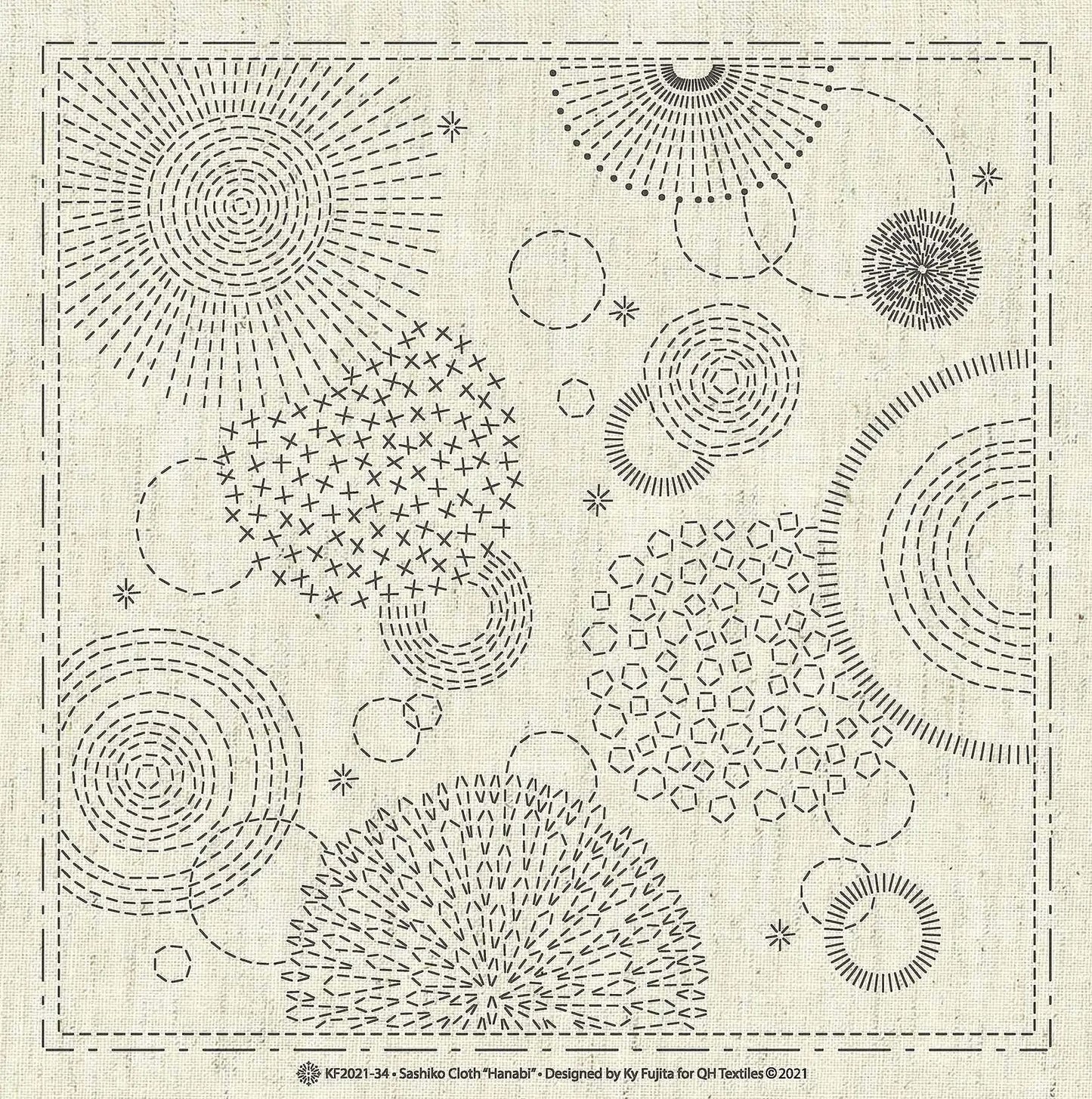Sashiko Cloth Hanabi - Premium Crafting Fabric
