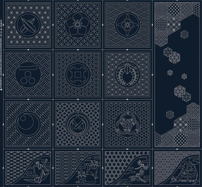 Selecciones Sashiko Parte 2 - Panel de Tela Azul Marino