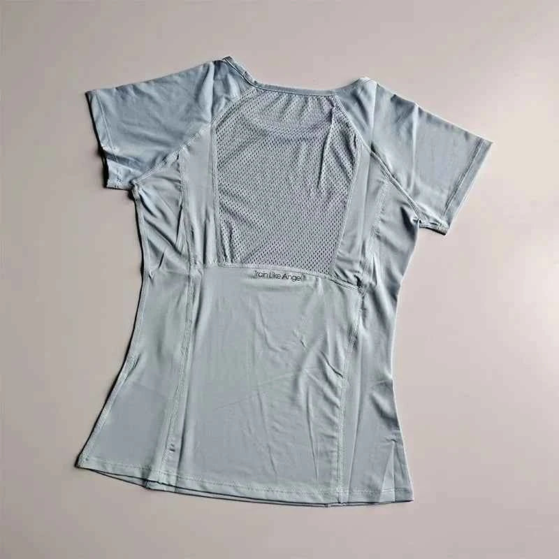 Camiseta de Yoga de Malla de Secado Rápido para Mujer