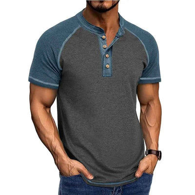 Camiseta de Cuello Alto de Parches Retro para Hombre