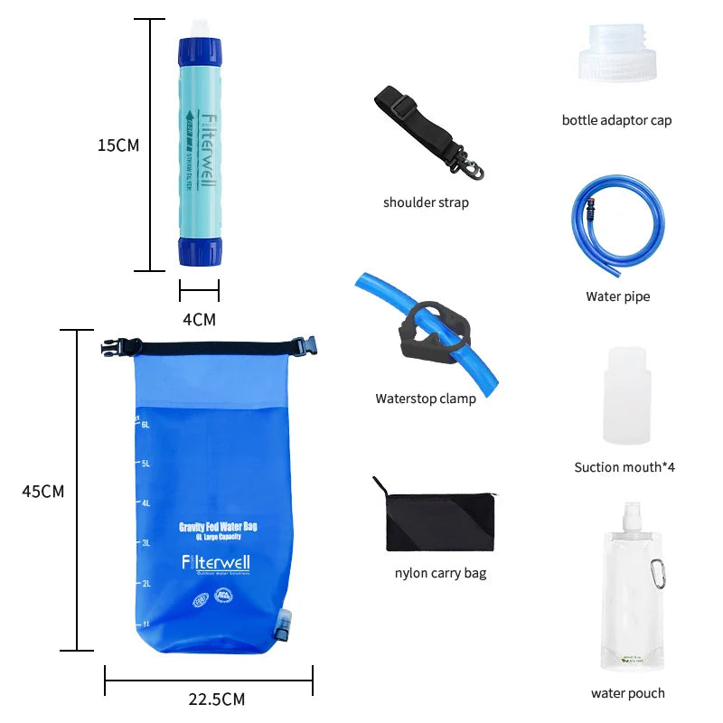 Filterwell 6L Water Filter Straw Bag