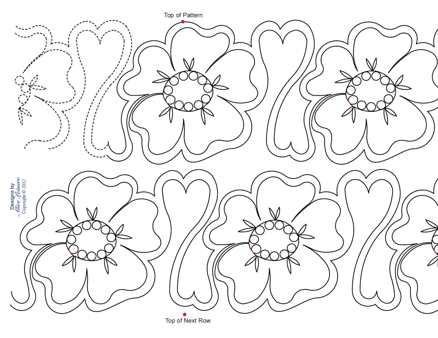 1400 Flowers and Hearts Pantograph Pattern