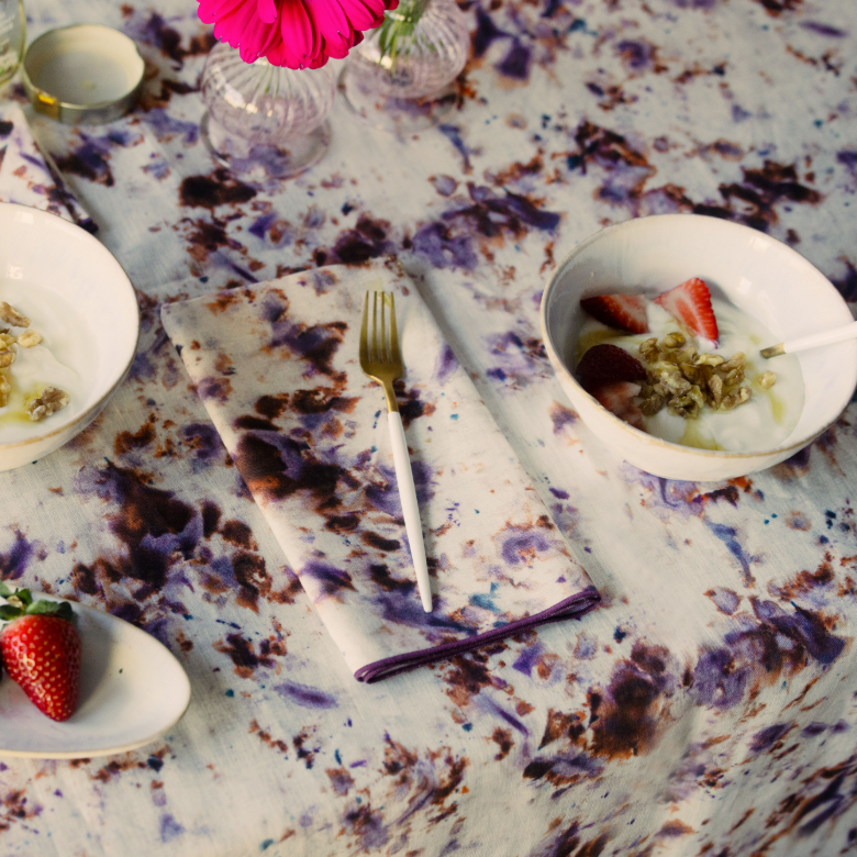 Rose Marble Tablecloth - Elegant European Linen